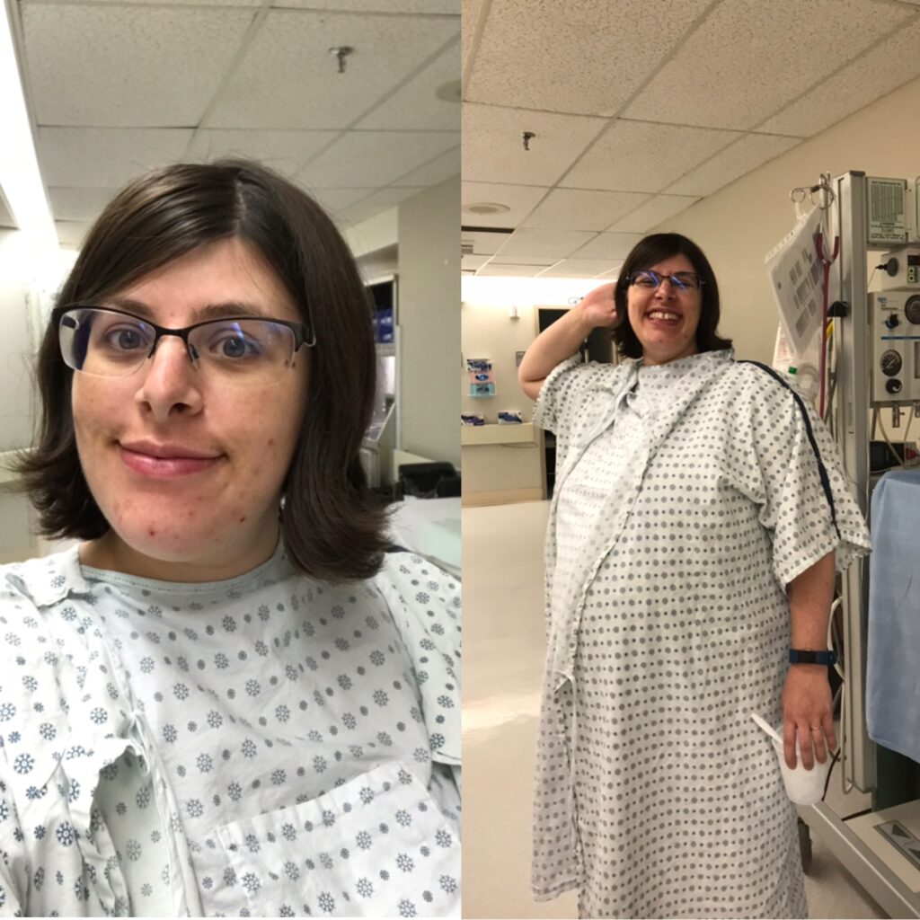 Walking the halls of labour, and delivery in my hospital gown. Trying to speed up labour.