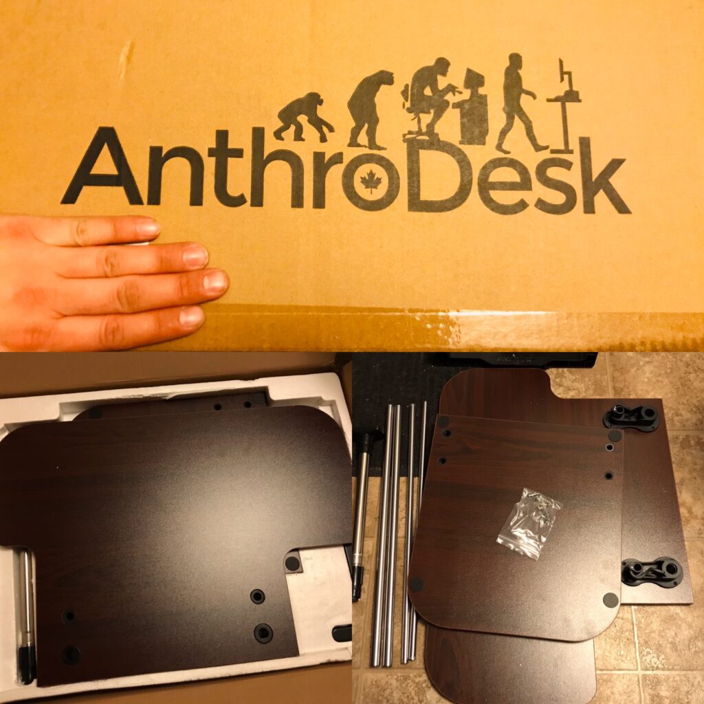 AnthroDesk Standing Desk Converter just out of the box.