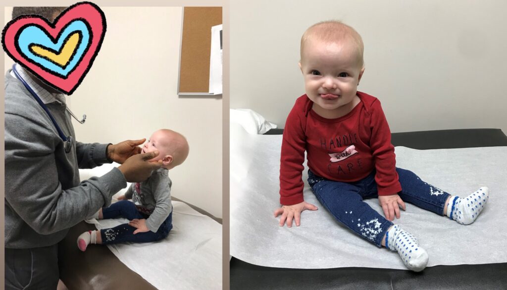 Kennedy at the doctors office, getting checked by our family doctor.