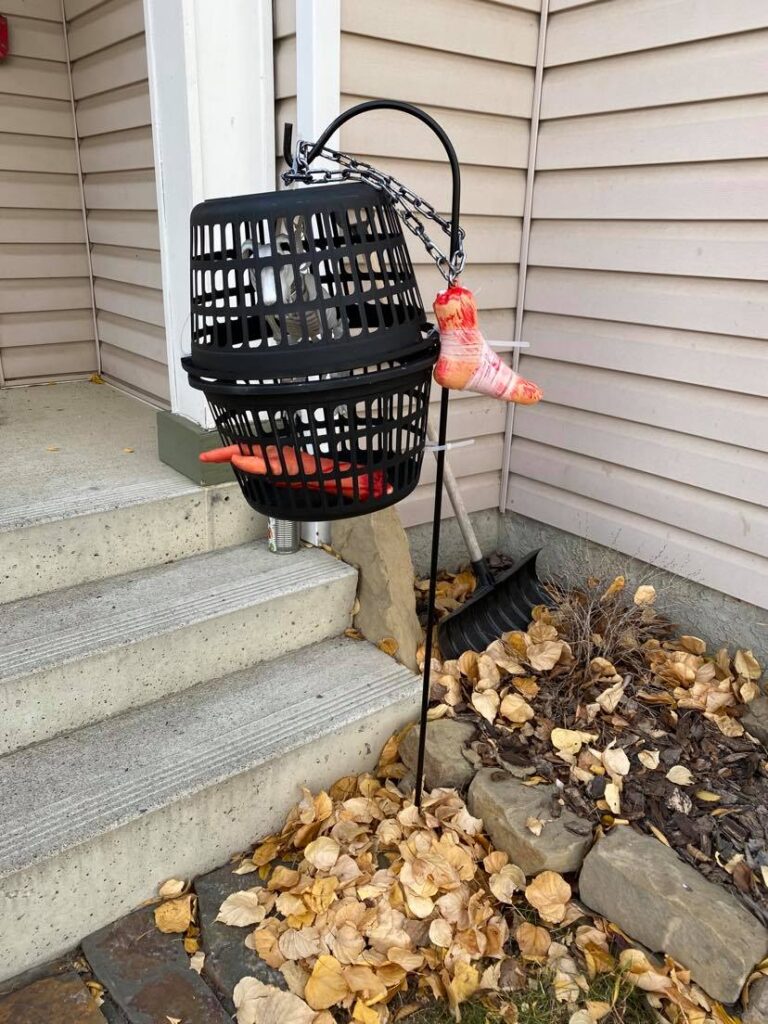 My first attempt at making the DIY hanging cage Halloween decoration.