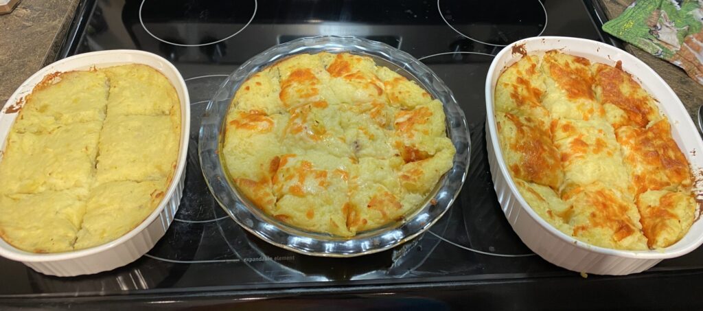 the three shepherds pies I cooked