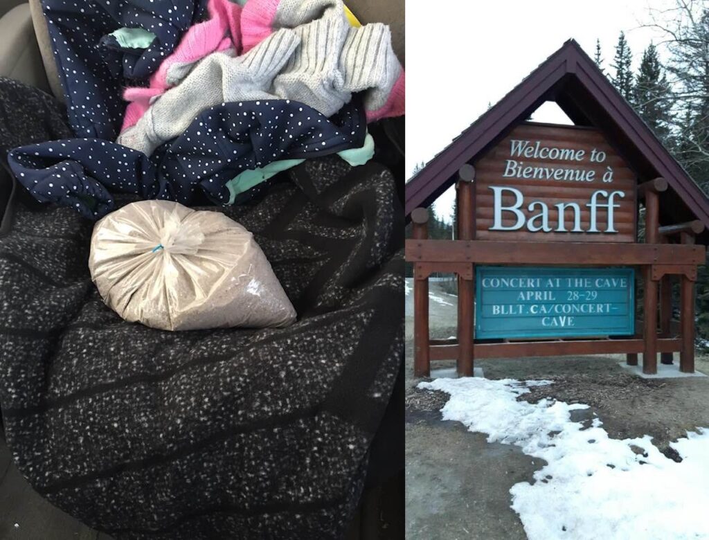 Newfie's ashes, and a Banff sign